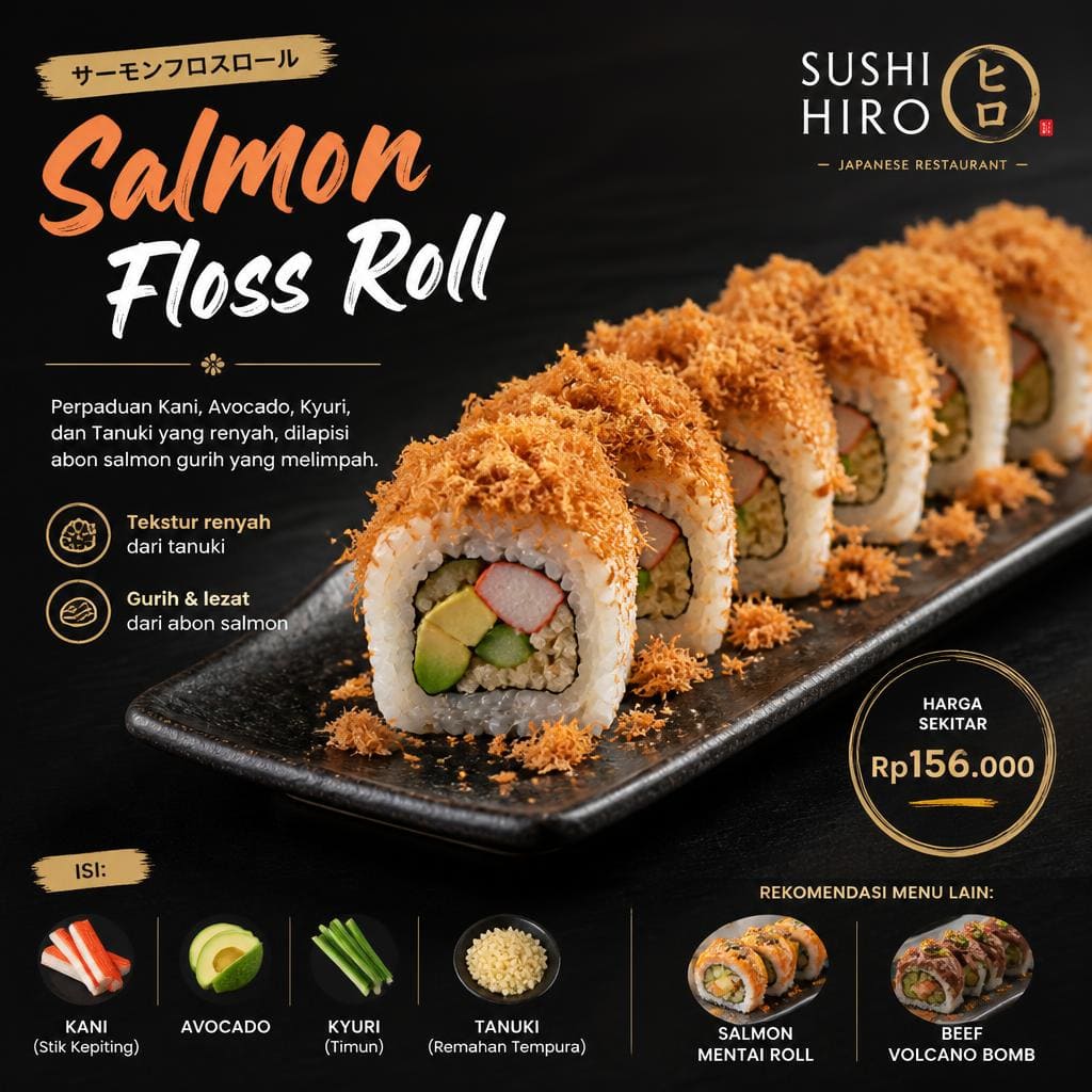 Salmon Floss Roll Sushi Hiro menu roll salmon floss